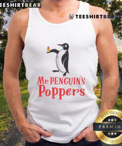 Cute Mr. Penguins poppers tank top featuring playful penguin graphics, perfect for summer fashion.