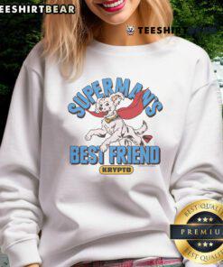 Alt Text: Cute Superman 2025 sweatshirt featuring Superman's best friend Krypto the dog, perfect for superhero fans.