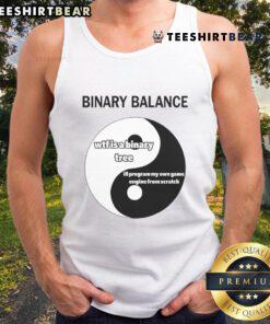 Funny Binary Balance Yin Yang Programmer Tank Top design featuring playful coding symbols and a unique graphic style.