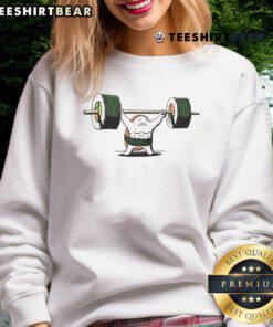 Funny healthy food gym sweatshirt featuring playful fitness quotes and vibrant colors, perfect for workout enthusiasts.