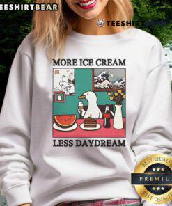 Alt Text: Funny More Ice Cream Less Daydream Goose Sweatshirt featuring a playful graphic design and vibrant colors.