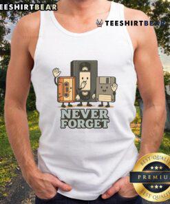 Funny Never Forget 90s Retro Tech Cartoon Tank Top featuring nostalgic graphics and vibrant colors perfect for vintage style lovers.