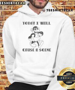 Funny Today I Will Cause A Scene Hoodie displayed on a mannequin, showcasing its playful design and vibrant colors.