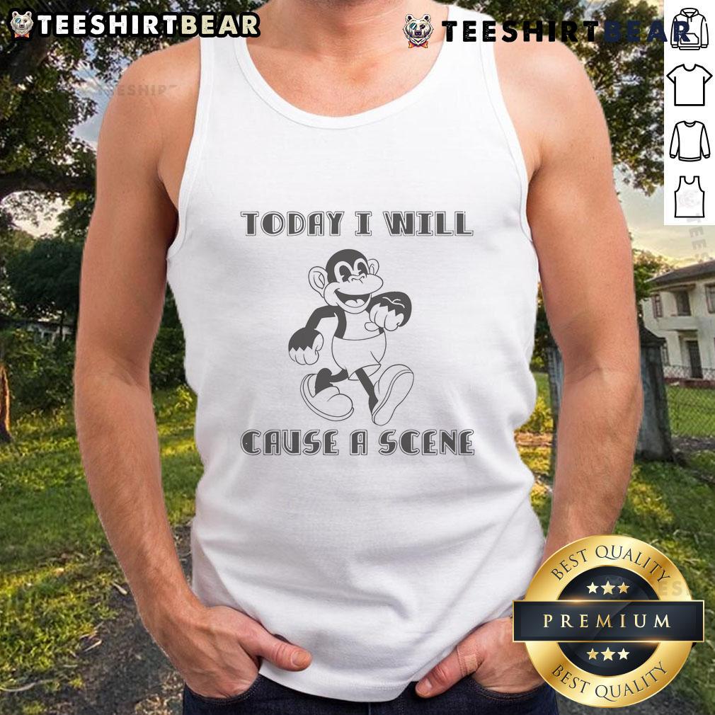 Funny Today I Will Cause A Scene Tank Top featuring bold text design, perfect for casual outings and humorous statements.