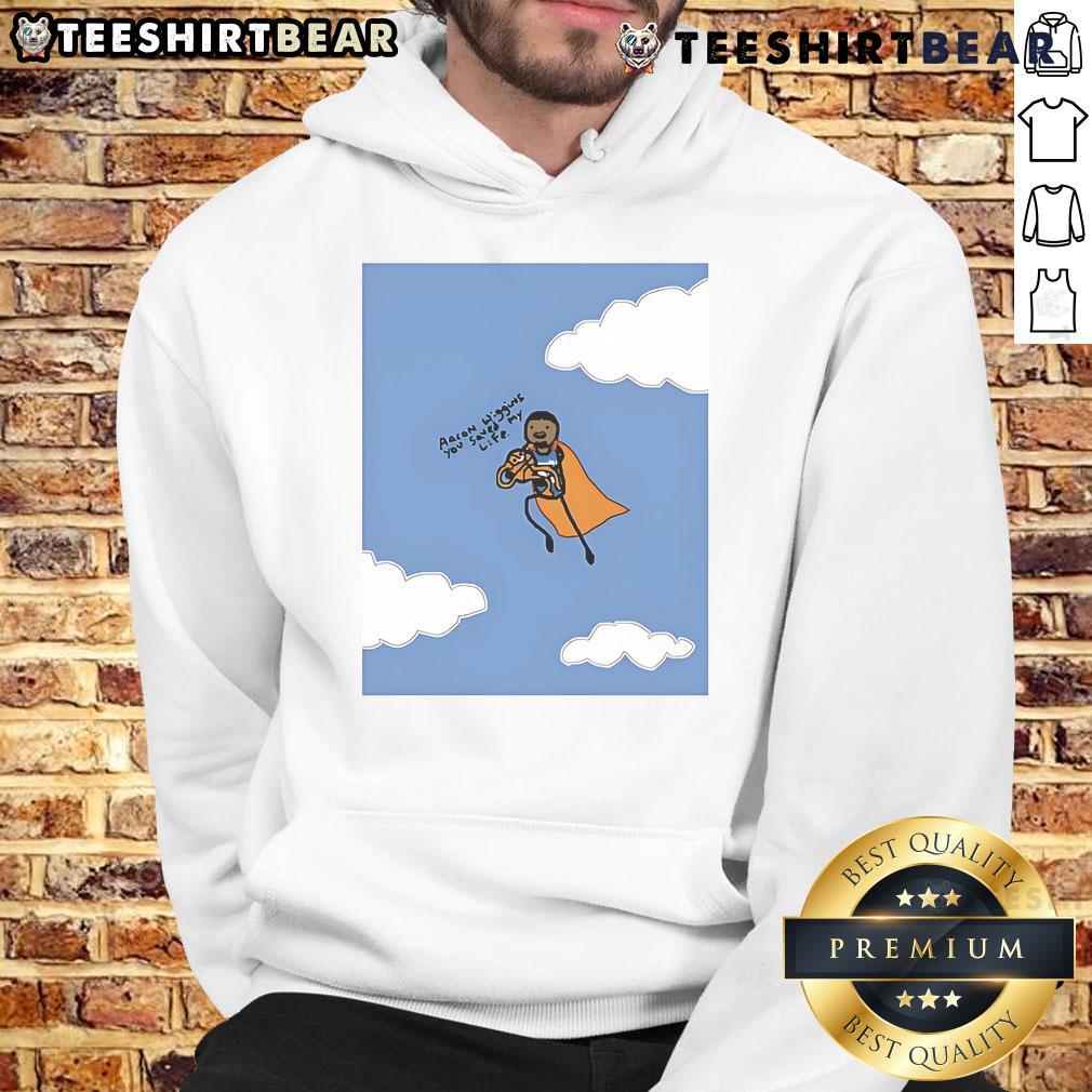 Good Aaron Wiggins You Saved My Life Hoodie featuring bold graphics and a cozy design, perfect for fans and casual wear.