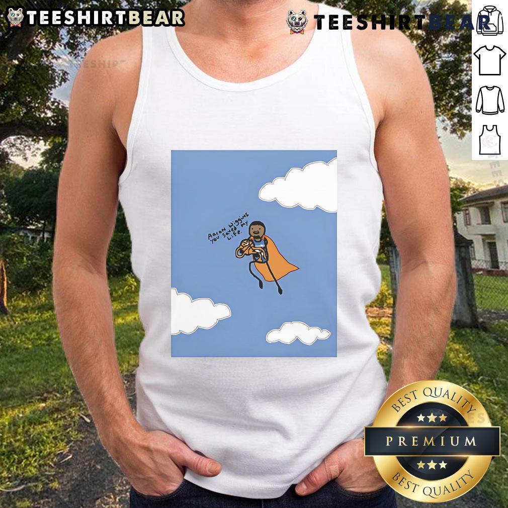 Good Aaron Wiggins You Saved My Life tank top design featuring bold graphics and vibrant colors for fans and supporters.