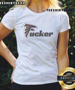 Stylish 'Good Atlanta Falcons Fucker' ladies tee featuring vibrant team colors, perfect for female fans of the Falcons.