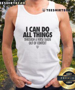 Black tank top with 'I can do all things' verse design, perfect for those who love inspirational apparel.