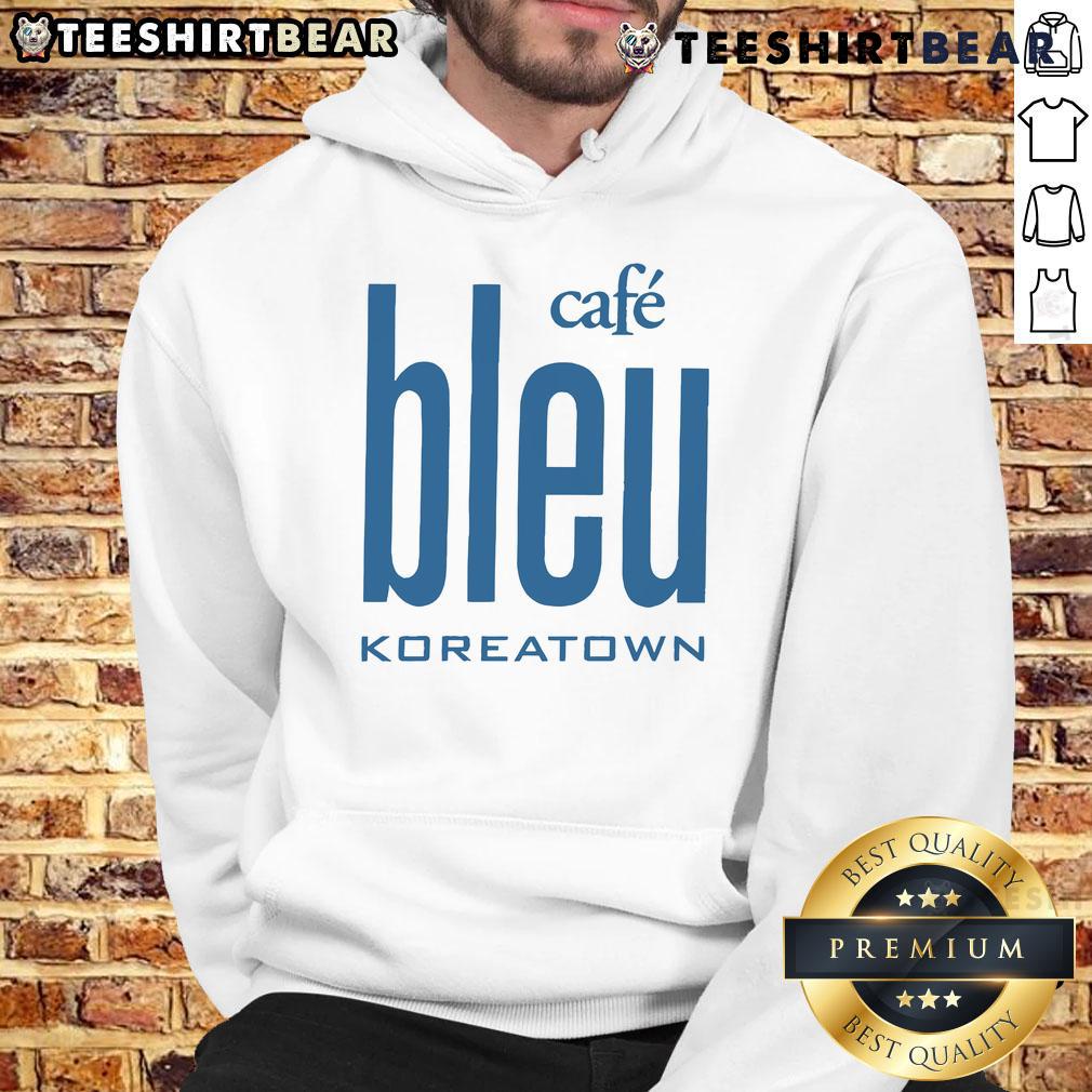 Good Cafe Bleu Koreatown hoodie featuring a vibrant design, perfect for stylish comfort in urban settings.