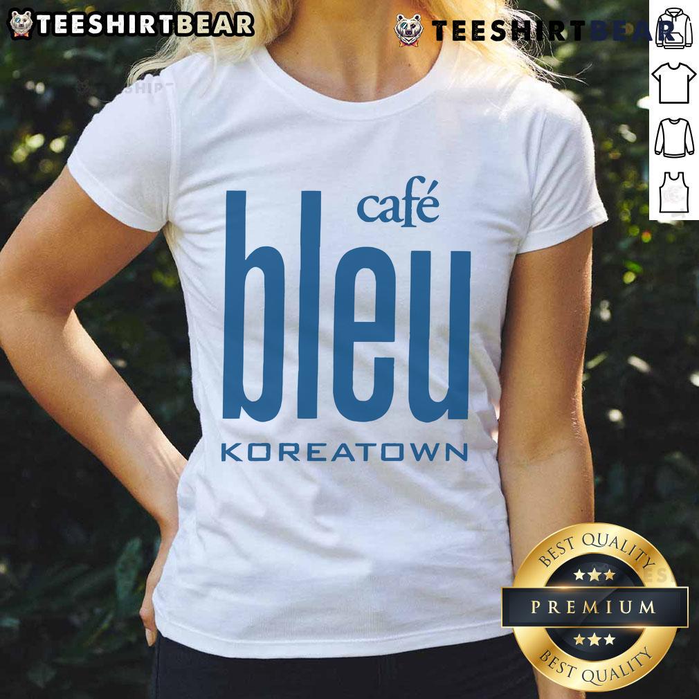 Good Cafe Bleu Koreatown ladies tee featuring a stylish design perfect for casual outings and coffee lovers.