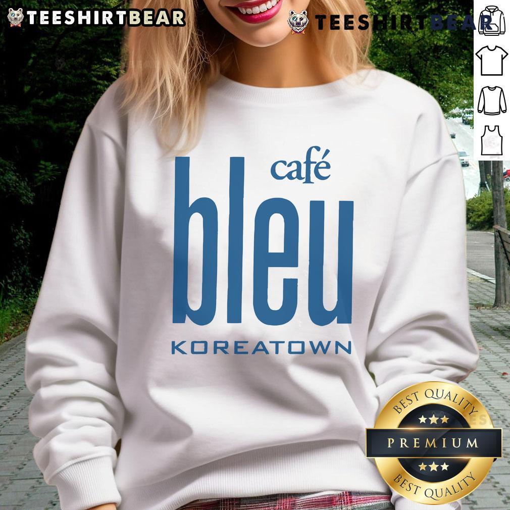 Good Cafe Bleu Koreatown sweatshirt featuring a stylish design and vibrant colors, perfect for casual wear.