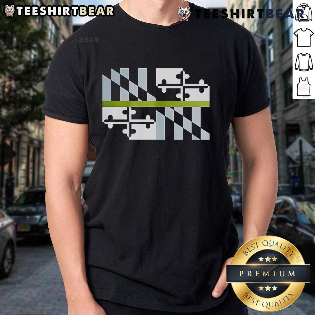 Good Green Line Maryland Flag T-Shirt featuring vibrant Maryland flag design on a comfortable tee.