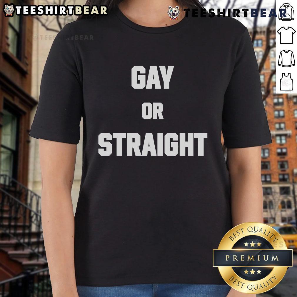 Alt Text: Good Heavens! Gay or Straight Ladies Tee, featuring a colorful design perfect for LGBTQ+ pride and casual wear.