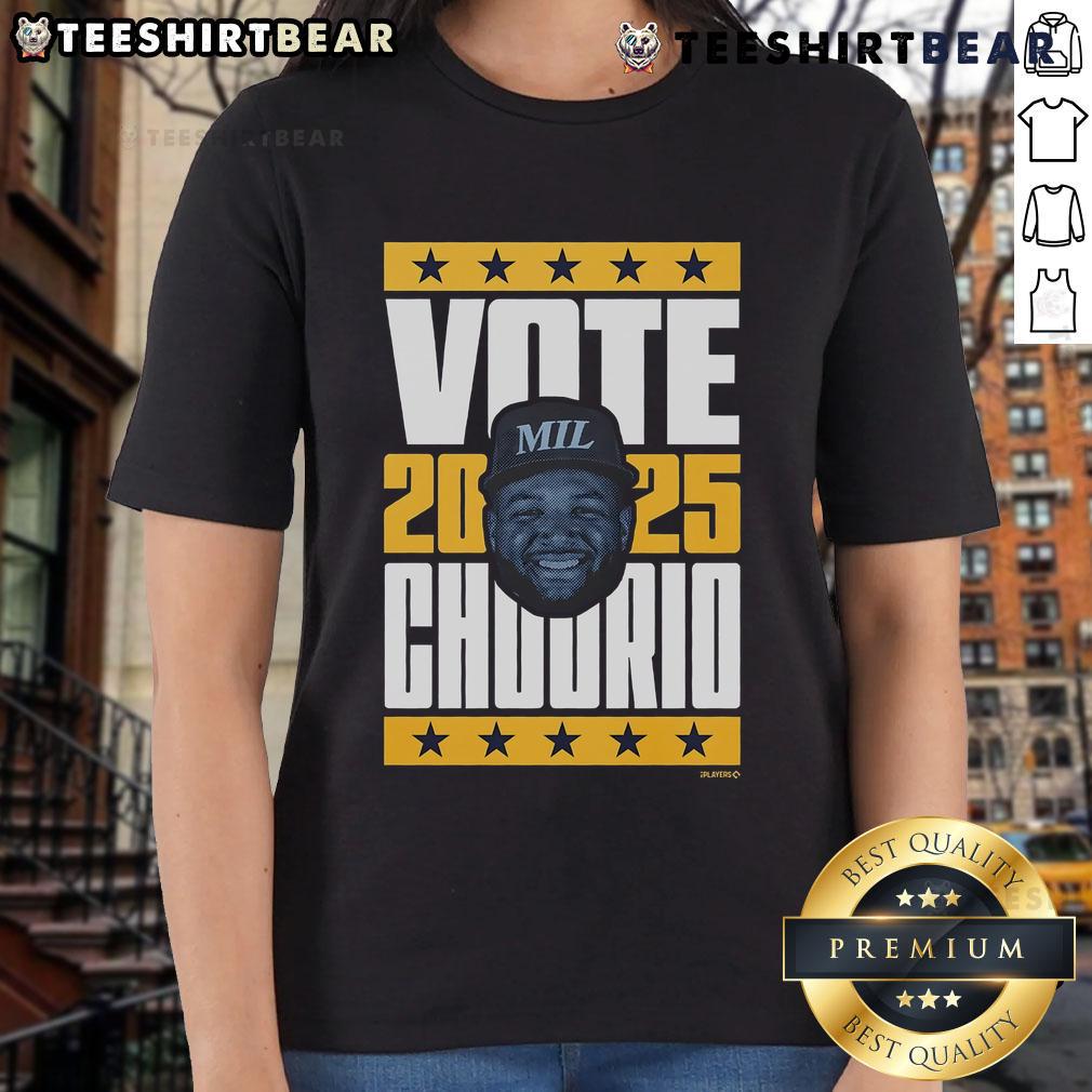 Good Jackson Chourio 2025 Vote Ladies Tee featuring a stylish design for supporters of Chourio's campaign.