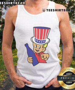 Good Little Uncle Sam Ringer Tank Top featuring a patriotic design, perfect for July 4th celebrations and summer wear.