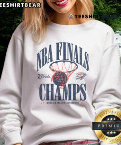 Good Oklahoma City Thunder 2025 NBA Finals Champions fade away retro sweatshirt showcasing team pride and vintage style.