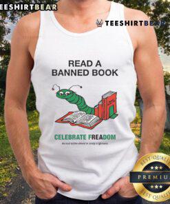 Good Read A Banned Book Celebrate Freadom tank top design featuring bold text and vibrant colors for book lovers.