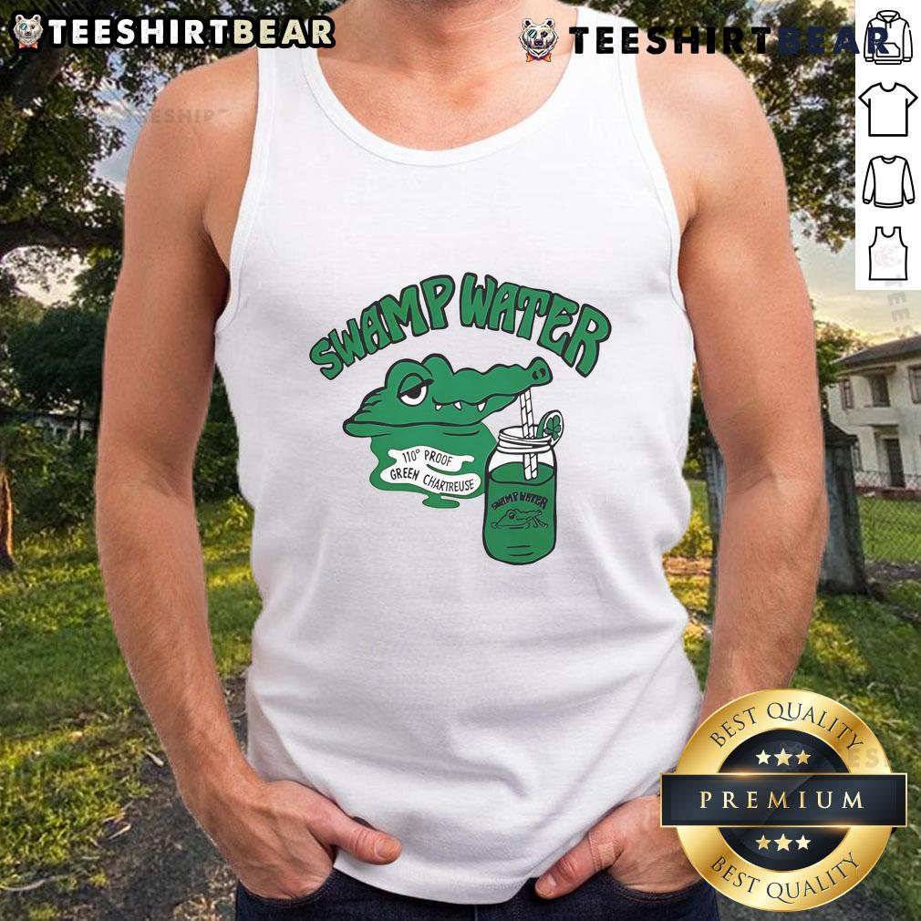 Good Swamp Water 110 Proof Green Chartreuse Tank Top showcasing vibrant green color and stylish design for summer wear.