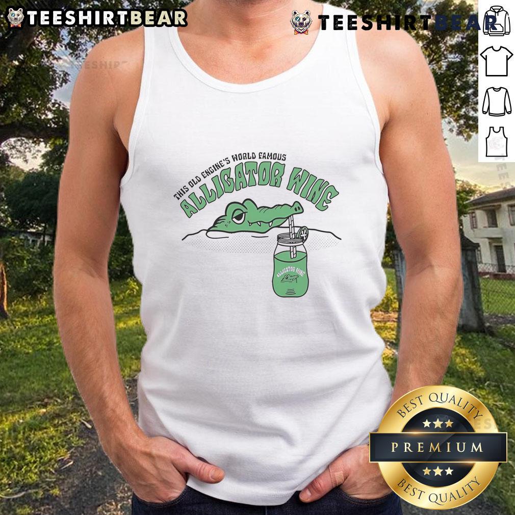 Good This Old Engine tank top featuring World Famous Alligator Wine design, perfect for casual wear and music lovers.