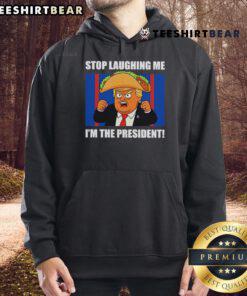 Good Trump Always Chickens Out Taco Stop Hoodie featuring a humorous design with a presidential theme and vibrant colors.