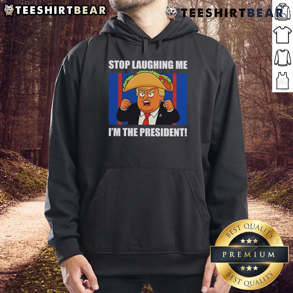 Good Trump Always Chickens Out Taco Stop Hoodie featuring a humorous design with a presidential theme and vibrant colors.