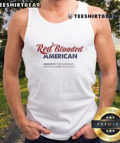Happy Red Blooded American tank top featuring a vibrant design, perfect for patriotic summer celebrations and casual wear.