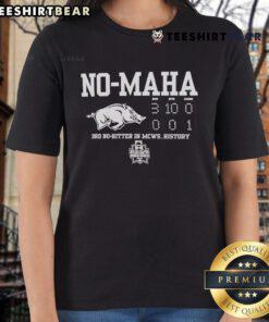 Hot Arkansas Razorbacks No Hama 3rd No Hitter in MCWS History Ladies Tee showcasing team spirit and baseball pride.