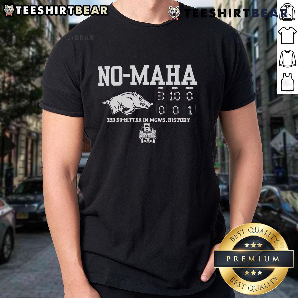 Alt Text: Hot Arkansas Razorbacks No-Hama 3rd No-Hitter in MCWS History T-Shirt showcasing team spirit and baseball pride.