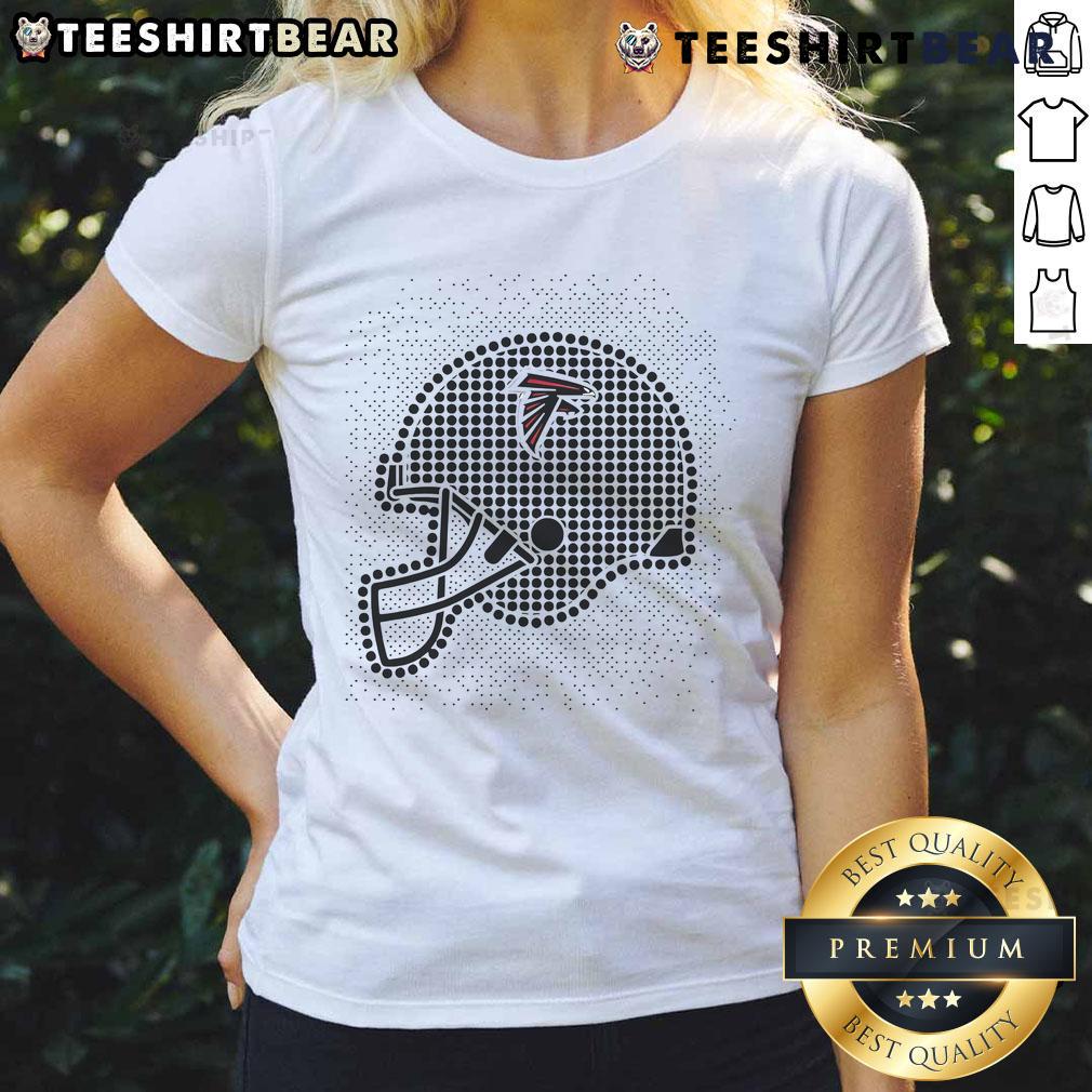 Nice Atlanta Falcons Polka Dots Helmet Ladies Tee featuring a stylish design for female fans of the NFL team.