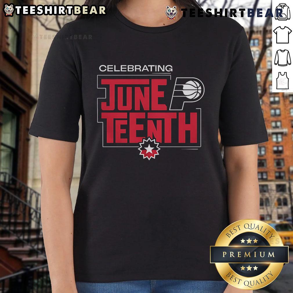 Nice Celebrating Juneteenth with Indiana Pacers Ladies Tee featuring vibrant colors and festive design for summer events.
