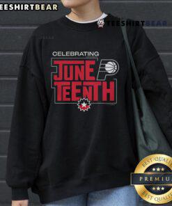 Alt Text: Nice Celebrating Juneteenth Indiana Pacers Sweatshirt featuring vibrant colors and bold team logo.