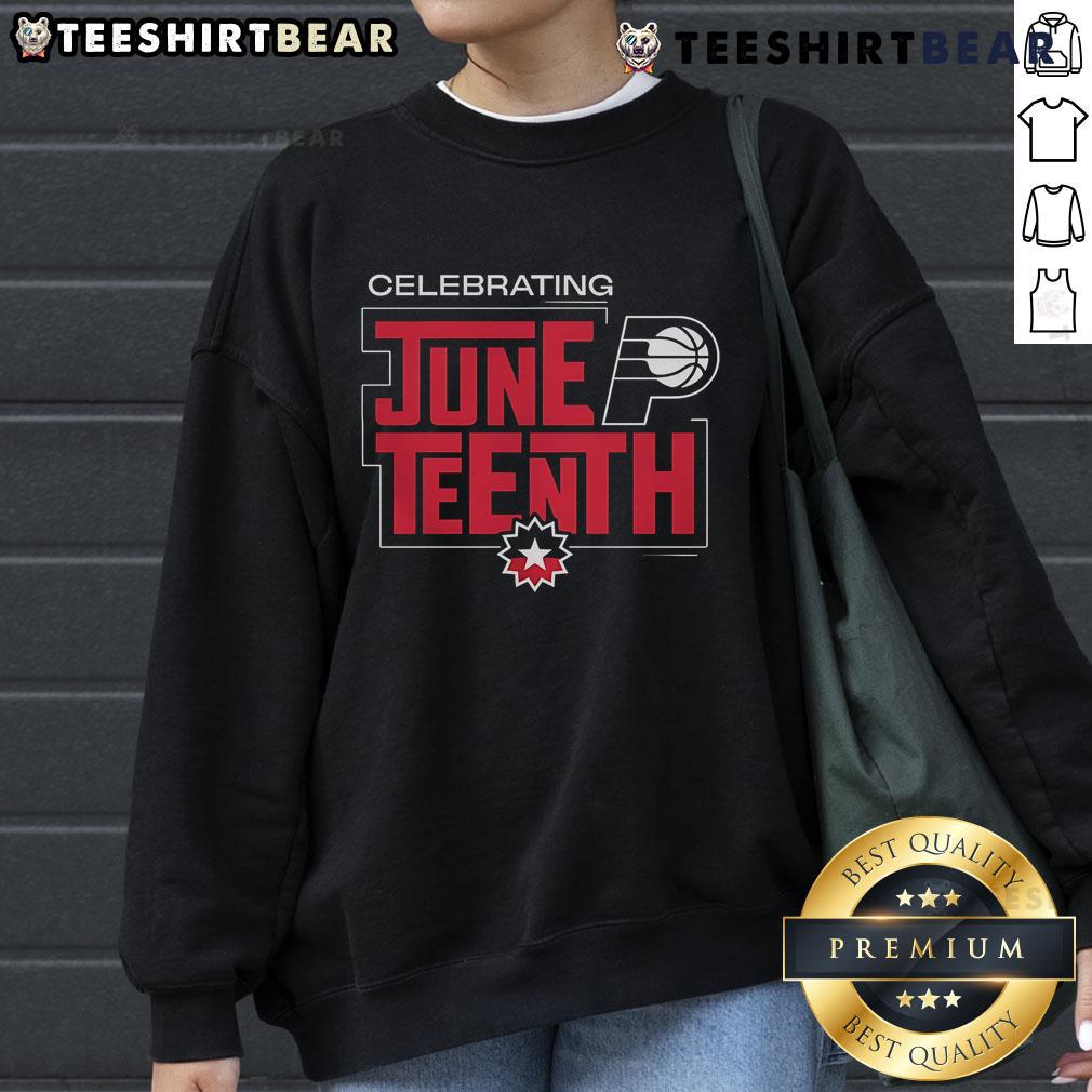 Alt Text: Nice Celebrating Juneteenth Indiana Pacers Sweatshirt featuring vibrant colors and bold team logo.
