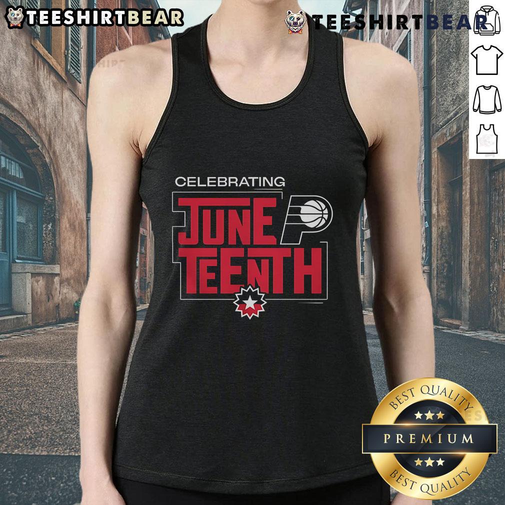 Indiana Pacers tank top celebrating Juneteenth with vibrant colors and festive design, perfect for summer festivities.