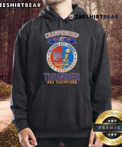 2024-2025 Oklahoma City Thunder NBA Champions hoodie featuring team logo and championship graphics.