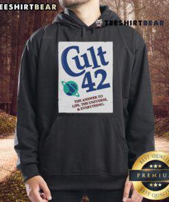 Nice Cult 42 The Answer To Life The Universe Everything Hoodie in black, featuring bold graphic design and comfortable fit.