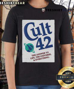 Nice Cult 42 The Answer to Life Universe Everything Ladies Tee, featuring a stylish design for fans of sci-fi humor.