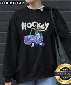 Alt Text: Cozy blue sweatshirt featuring a hockey design, perfect for fans, titled 'Nice Hockey Bluey Go By Car Sweatshirt'.