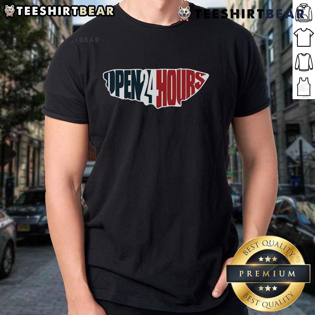 Alt Text: Nice Open 24 Hours Heures III T-Shirt featuring a stylish design, perfect for casual wear and all-day comfort.