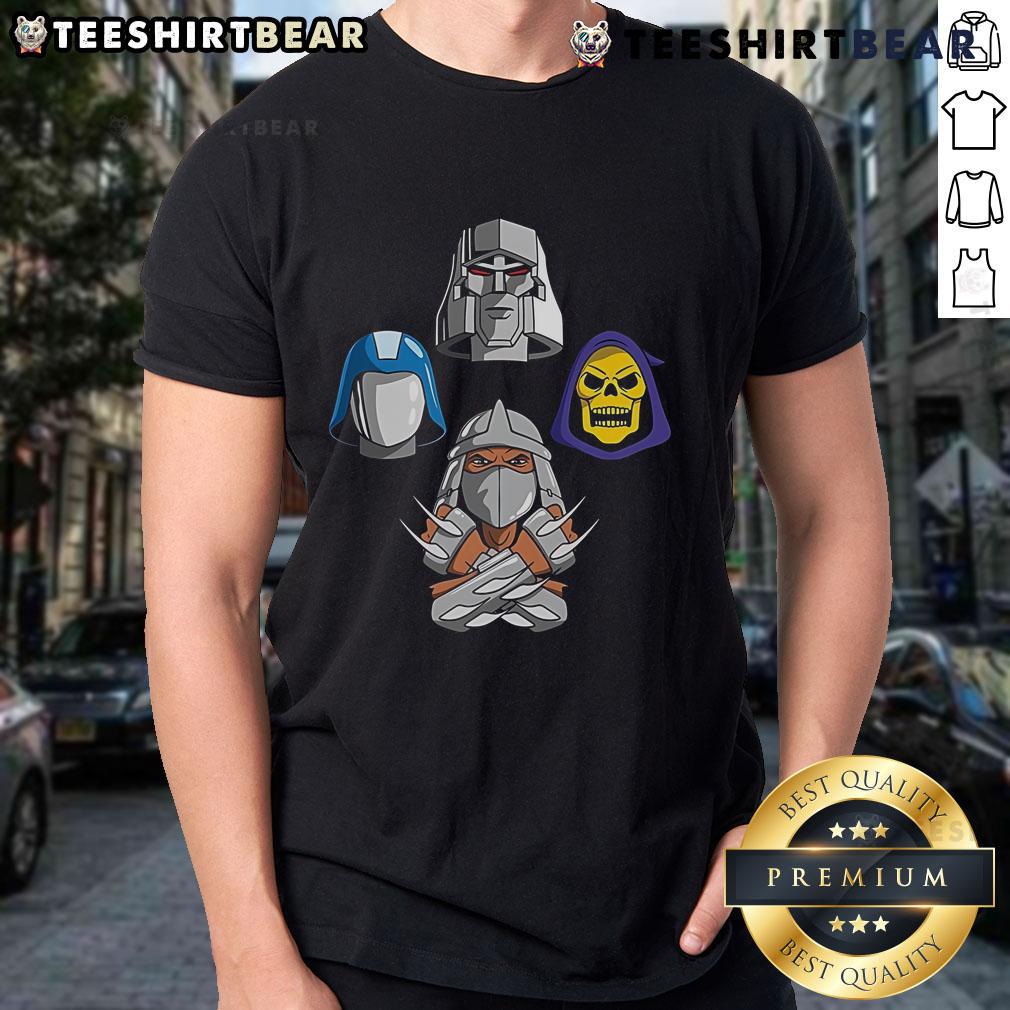 Nice Rhapsody Of Villains T-Shirt featuring colorful villain graphics on a stylish black tee, perfect for fans.