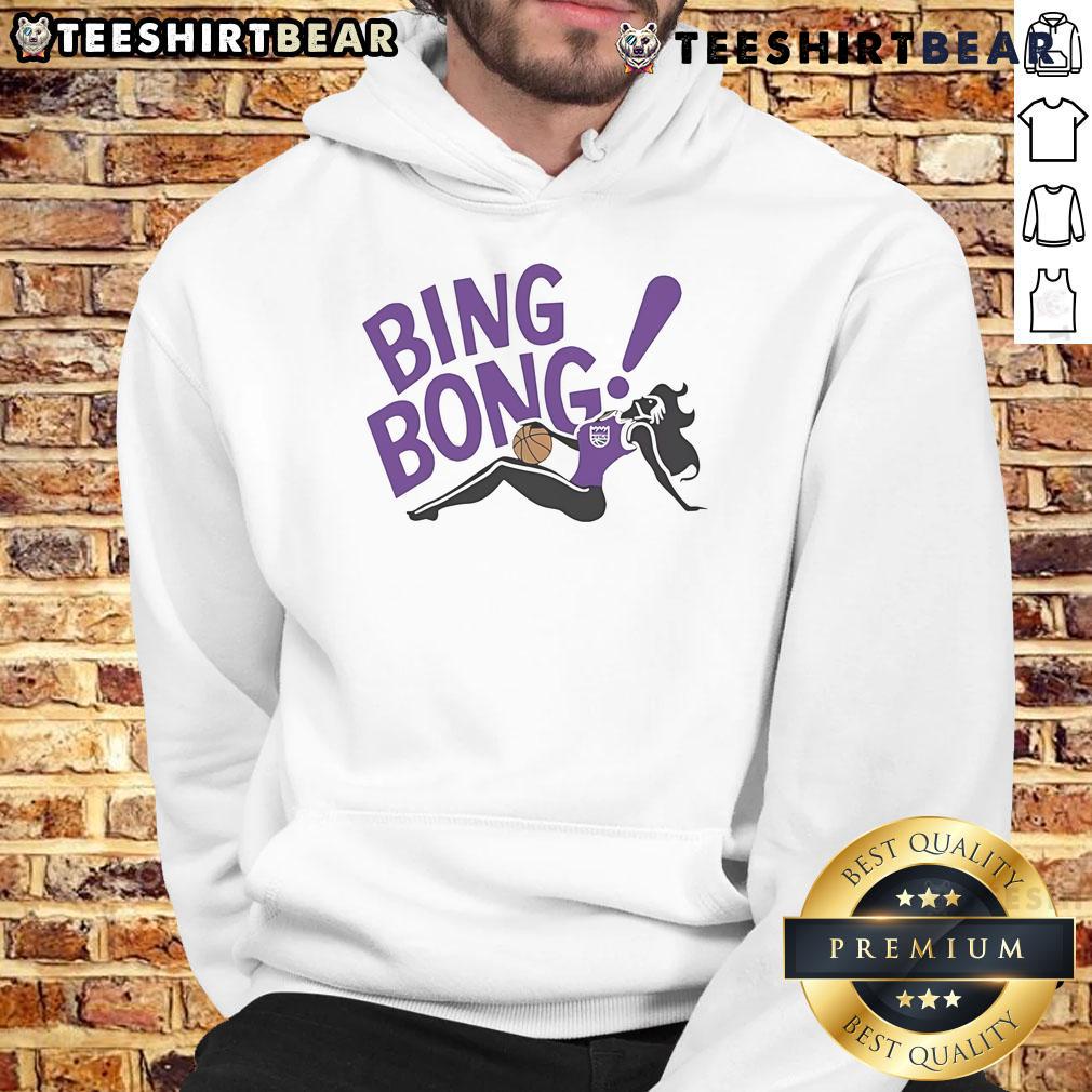 Girl wearing a Nice Sacramento Kings Bing Bong hoodie, showcasing team spirit and stylish fan apparel.
