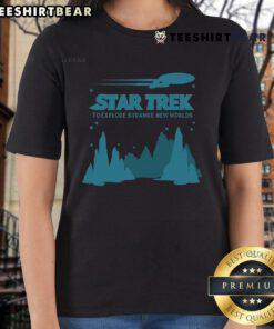 Stylish ladies tee featuring 'Nice Star Trek to Explore Strange New Worlds' design, perfect for Star Trek fans.