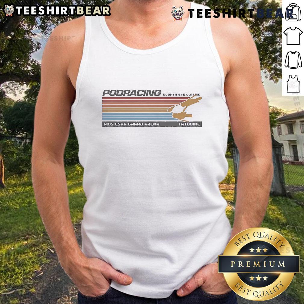 Nice Star Wars 25th Anniversary The Phantom Menace Podracing tank top featuring iconic racing graphics and vibrant colors.