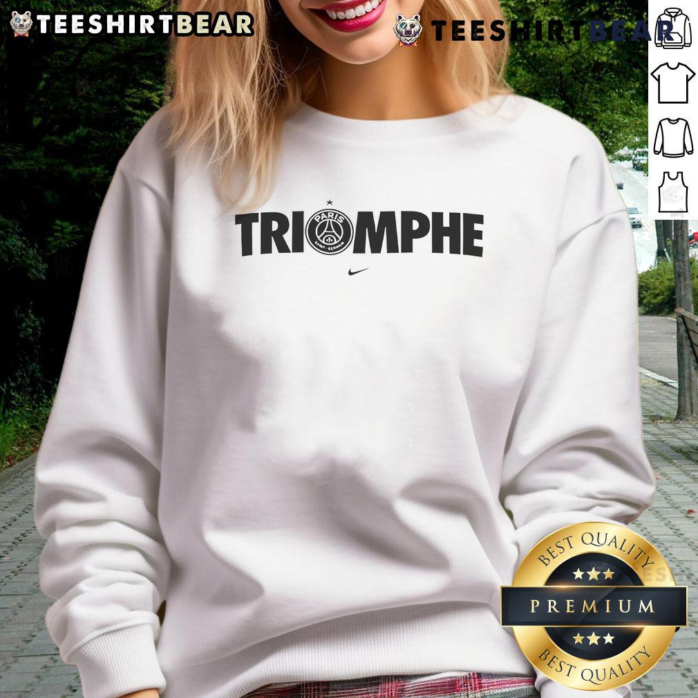 Nice Triomphe PSG Champions sweatshirt featuring team logo and vibrant design, perfect for fans of Paris Saint-Germain.