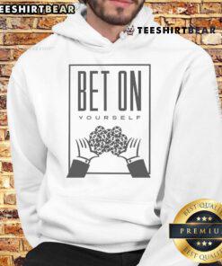 Official Bet On Yourself More Life Garments hoodie in black, showcasing motivational design for everyday wear.