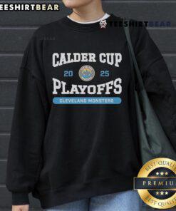 Official Cleveland Monsters 2025 Calder Cup Playoffs sweatshirt featuring team logo and vibrant colors for fans.