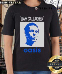 Official Liam Gallagher Oasis portrait on a stylish ladies tee, perfect for fans of the iconic British rock star.