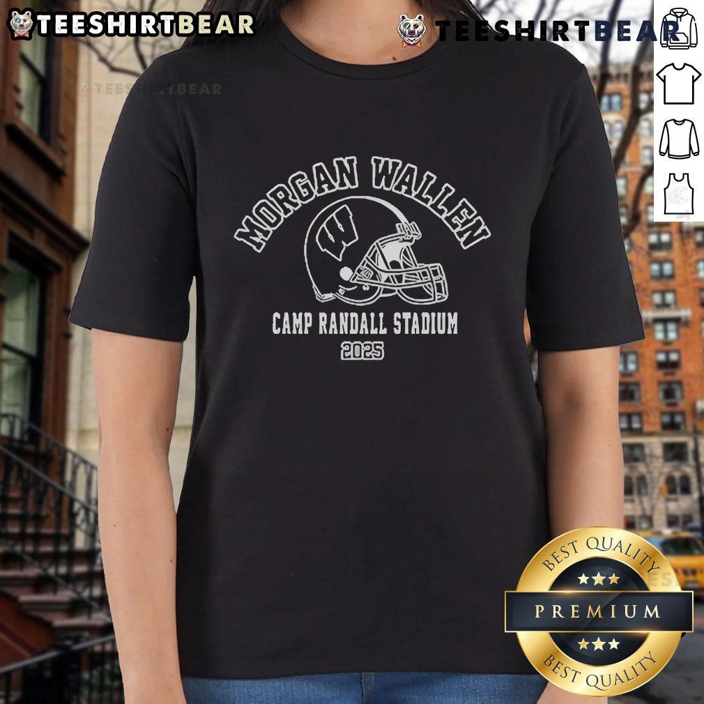 Alt Text: Official Morgan Wallen Camp Randall Stadium 2025 Ladies Tee featuring stylish design and vibrant colors for fans.