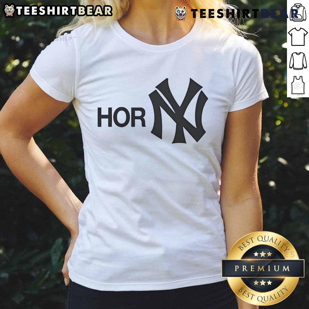 Official New York Yankees Horny Ladies Tee featuring stylish design and vibrant team colors for female fans.