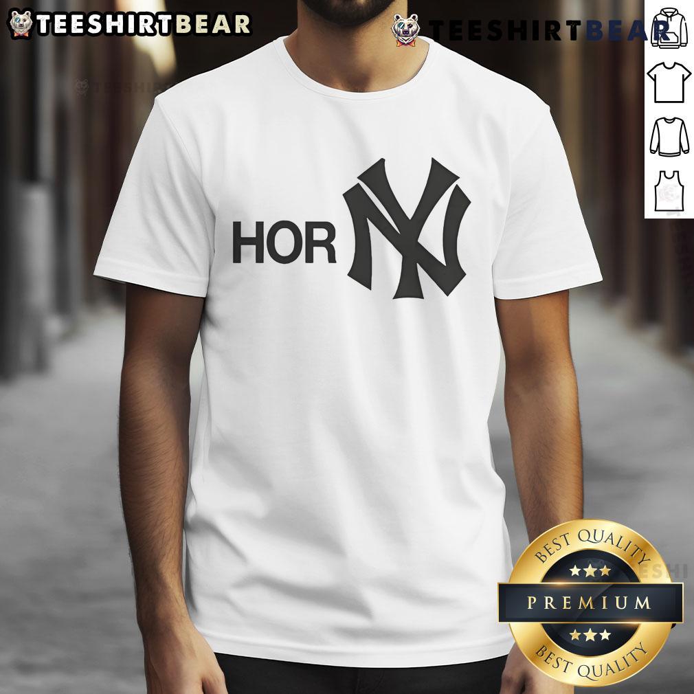 Official New York Yankees Horny T-Shirt featuring bold team logo and playful design, perfect for fans and collectors.