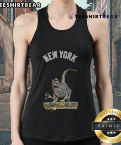 Official New York Yankees Tiny Turnip Velociraptor Tank Top featuring a fun dinosaur design for baseball fans.